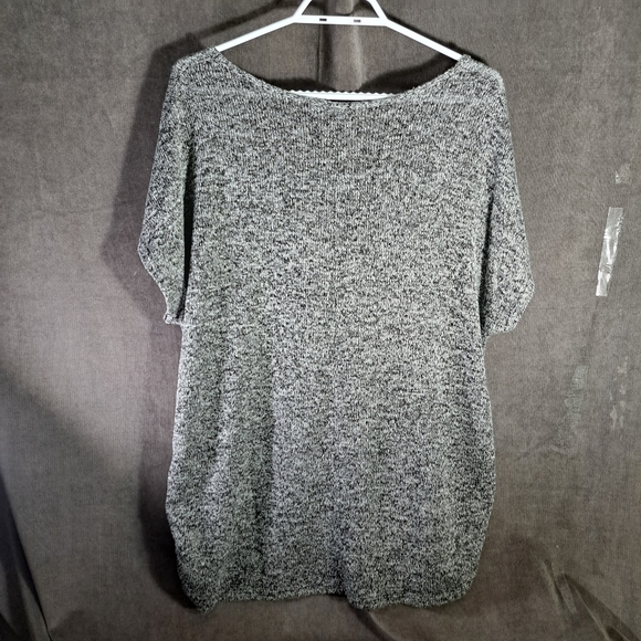Initiatives Black Grey Lightweight Short Sleeve Paris Bejeweled Sweater VG 2X - Picture 2 of 12